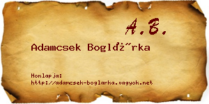 Adamcsek Boglárka névjegykártya