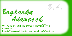 boglarka adamcsek business card